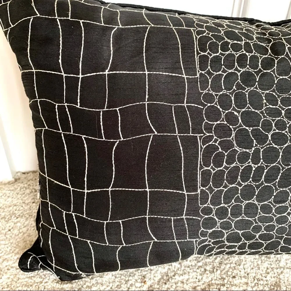Black‎ Pillow With Cream Embroidered Threads